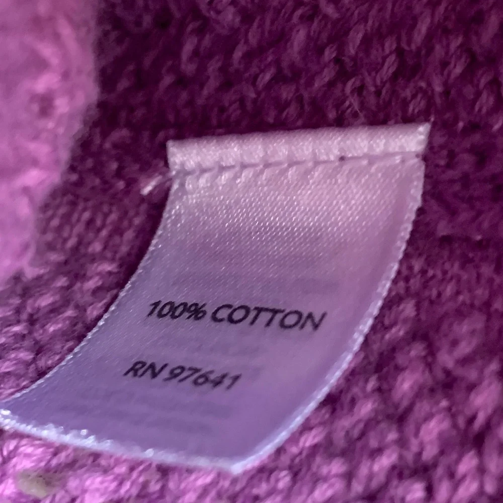 J. Jill Purple Cable Grandpa Cardigan V-Neck 4 button Closure Medium_8